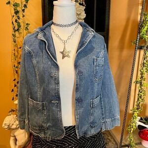 denim utility crop jacket